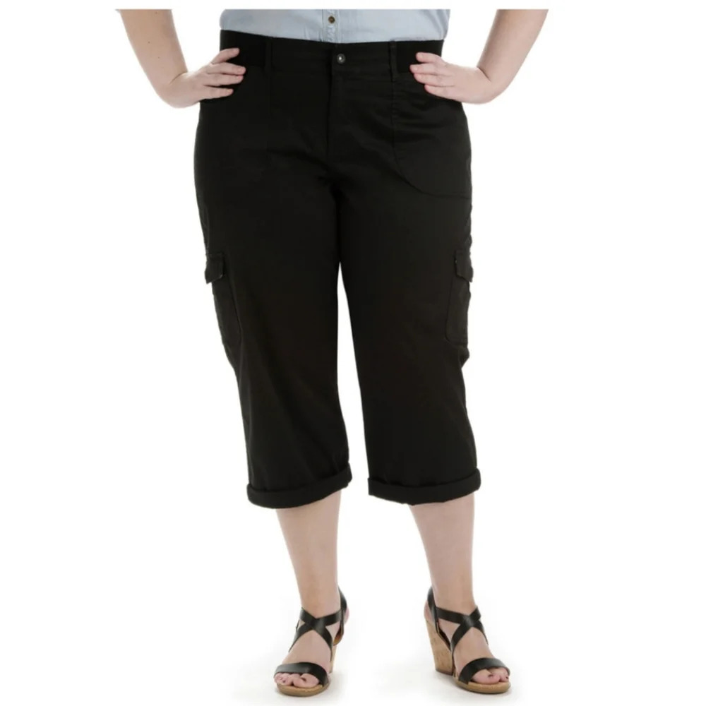 Lee Women's 24W Medium Plus Size Austin Knit Relaxed Cargo Capri NWT